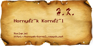 Hornyák Kornél névjegykártya
